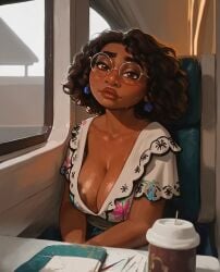 ai_generated areola busty cleavage encanto exhibition exhibitionism latina mirabel_madrigal public train_interior