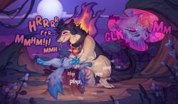 anonymous_artist anthro blue_body bodily_fluids chrome_(sylvceon) cum cum_drip cum_in_mouth cum_inside cum_on_face dripping drooling duo eeveelution ejaculation face_fucking fan_character female feral forced forest forest_background furry generation_2_pokemon generation_4_pokemon generation_6_pokemon generation_8_pokemon genital_fluids genitals glaceon hi_res hisuian_form hisuian_typhlosion irrumatio male male/female mouth_play nature nature_background nintendo oral penile penis plant pokemon pokemon_(species) purple_body pussy rape regional_form_(pokemon) saliva sex sylveon text tree typhlosion