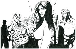 black_and_white breasts dark_horse female hellboy hellboy_(series) liz_sherman roy_cover tagme