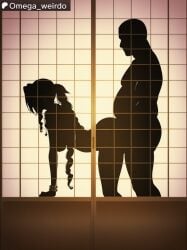 1girl 1girl1boy aerith_gainsborough ai_generated bracelet braided_ponytail doggy_position doggy_style doggystyle final_fantasy final_fantasy_vii lighting medium_breasts necklace omega_weirdo patreon sex shadow silhouette silhouette_sex silhouetted_body silhouetted_sex silhouettes taken_from_behind