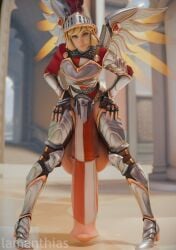 1futa 3d blizzard_entertainment equine_penis futanari horsecock horsecock_futanari horsecock_on_humanoid hyper_balls hyper_penis knight lamanthias mercy overwatch overwatch_2 penis_under_clothes penis_under_loincloth royal_knight_mercy solo_futa wardrobe_malfunction