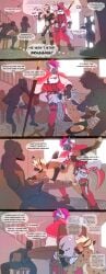 absurd_res anal anal_sex anonymous_character anthro anthro_only armor avian bound bow_(weapon) canid canine clothed clothed_sex clothing comiv degradation duo ear_piercing english_text felid forced forced_oral forced_rimming genitals group hi_res hyena indoor_sex inside instant_loss_2koma leydon licking lion male male/male male_only mammal melee_weapon oral oral_penetration pantherine partially_clothed penetration penile penile_penetration penis penis_in_ass piercing pinned public public_nudity public_sex questionable_consent raised_leg ranged_weapon rimming rimming_male seru sex sinningfox skimpy speech_bubble spotted_hyena striped_hyena submissive submissive_male sword tail text tongue unconvincing_armor weapon