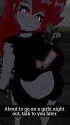 1female 1girl 1girls belly big_belly black_clothing black_gloves black_skirt black_topwear blush breasts chubby chubby_female cute cute_expression cute_eyes cute_face cute_female cute_girl female female_focus female_only friday_night_funkin friday_night_funkin_mod girl gloves heart-shaped_pupils light-skinned_female light_skin long_hair massive_breasts purple_body red_eyes red_hair skirt skyblue skyblue_(friday_night_funkin) skyverse smile smiling smiling_at_viewer solo solo_female topwear vr vr_media vrchat vrchat_model
