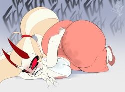 1girls all_fours areolae ass ass_in_dress bag big_ass blonde_hair bottom_heavy breasts bubble_butt butt_digging charlie_morningstar_(hazbin_hotel) clothing dat_ass demon demon_girl digging_up_in_they_ass dress fat_ass female female_only gluteal_fold hazbin_hotel huge_ass large_ass massive_ass nipple_slip nipples pantylines png red_eyes solo sundress sweat sweaty_ass sweaty_body sweaty_breasts thick_ass thick_thighs underground_(artist) white_skin wide_hips