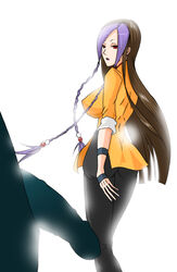 beige_skin brown_hair clothes color female genderswap hair human king_of_fighters long_hair male penis purple_hair rule_63 shion_(kof) silhouette simple_background snk white_background