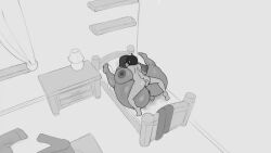 1boy 1girls animated anthro anus balls bed bedroom bedroom_sex black_hair breasts clothing clothing_on_floor colorless deltarune duo enormous_breasts female gif gigantic_breasts huge_breasts human human_on_anthro human_penetrating human_penetrating_anthro indoors interspecies kris_(deltarune) large_breasts legs_up lizard lizard_girl male male/female mammal mature mature_female mature_male nipples nude nude_female nude_male penis penis_in_pussy pussy reptile scalie sex straight straight_sex susie_(deltarune) tail thenewpassion thick_legs thick_thighs thighs