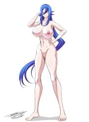 1girls abs areolae barefoot blue_hair blush breasts completely_nude erect_nipples feet female female_only fit_female hand_on_hip hand_on_own_hip hi_res high_school_dxd highres huge_breasts kalawarner large_breasts light-skinned_female long_hair looking_at_viewer navel nipples nude nude_female paipan png pussy shaved_pussy shaved_vagina smile solo standing tall thighs toes toned tsinji vagina very_long_hair yellow_eyes
