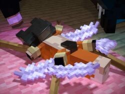 4:3 animated arms_tied bound bovid canid canine caprine chastity_cage chastity_device clothing codedcells feral forced fox fox_(minecraft) goat goat_(minecraft) latex latex_clothing latex_mask laugh legs_tied loop magic male mammal mask microsoft minecraft mojang sheep_(minecraft) short_playtime solo tickle_torture tickling xbox_game_studios