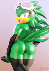 3d_(artwork) accipitrid accipitriform anthro anus artemissaturn ass avian bird chest_tuft digital_media_(artwork) eyewear eyewear_on_head genitals goggles goggles_on_head hi_res jet_the_hawk looking_back male muscular muscular_male nipples penis presenting presenting_hindquarters sega smile smirk solo sonic_(series) sonic_riders sonic_the_hedgehog_(series) tail tattoo tuft