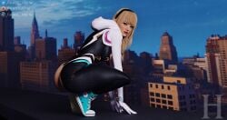 blonde_female blonde_hair emma_stone gwen_stacy gwen_stacy_(tasm) hood_nsfw marvel marvel_comics sfm_hood spider-gwen superheroine