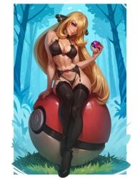 1milf 2025 big_breasts black_lingerie blonde_hair bra champion curvy cynthia_(pokemon) deviantart deviantart_link evulart fanart forest forest_background game_freak garter_belt garter_straps hair_over_one_eye high_heels holding_poke_ball human human_only legwear light-skinned_female lingerie lingerie_only long_hair master_ball milf nintendo no_ai panties poke_ball pokeball pokemon pokemon_champion pokemon_dppt sitting solo stockings thighhighs very_long_hair