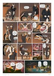 anthro armorine cabin canid canine canis dialogue duo english_text hi_res internal licking licking_lips male male/male male_pred male_prey mammal mouth_shot open_mouth oral_vore pool swallowing text tongue tongue_out vore wolf