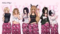 6girls casual cleavage dagger_(marvel) dagger_(marvel_rivals) female female_only guardians_of_the_galaxy hello_kitty_(series) invisible_woman invisible_woman_(marvel_rivals) luna_snow luna_snow_(marvel_rivals) lyaoba magik_(illyana_rasputin) magik_(marvel_rivals) mantis_(marvel) mantis_(marvel_rivals) marvel marvel_rivals midriff navel pajamas psylocke psylocke_(marvel_rivals) sleepwear sue_storm vengeance_psylocke