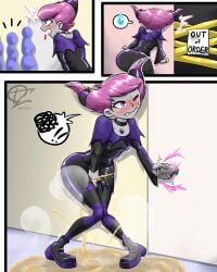 1cho1ri 1girls dc_comics female jinx_(dc) knees_together_feet_apart omorashi peeing peeing_self tagme teen_titans