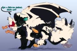 3:2 black_body black_claws black_horn black_scales blue_pawpads claws cocodrops_(artist) dragon dry_humping duo erection female feral fur furred_dragon furred_scalie horn male male/female mythological_creature mythological_scalie mythology orange_pawpads pawpads red_horn scales scalie white_body white_fur