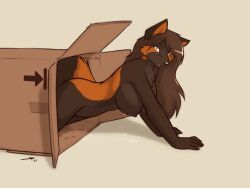 2021 all_fours anthro arm_support bent_arm big_breasts biped black_nose bodily_fluids box breasts brown_body brown_ears brown_fur brown_hair brown_nipples brown_tail canid canine cardboard cardboard_box cheek_tuft chest_tuft container digital_media_(artwork) dripping extended_arm facial_tuft female fingers fluffy fluffy_hair fluffy_tail forward_arm_support fox fur glistening glistening_hair hair hanging_breasts humanoid_hands in_box in_container lactating long_hair looking_at_viewer mammal milk miriam_(starfighter) monotone_ears monotone_hair multicolored_body multicolored_fur nipples nude orange_body orange_eyes orange_fur orange_inner_ear orange_tail portrait side_view simple_background smile snout solo starfighter tan_background three-quarter_portrait tuft two_tone_body two_tone_fur two_tone_tail