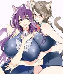 2girls cat_planet_cuties durel_(asobi_ni_iku_yo!) houden_eizou kuune_(asobi_ni_iku_yo!) multiple_girls official_art school_swimsuit