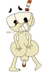 alpha_channel anthro ass balls butt_grab cuphead cuphead_(game) feral for_a_head genitals hand_on_butt hi_res humanoid male male/male nude object_head penis shocked solo unknown_artist video_games