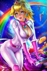 1girls absurd_res alternate_version_available curvaceous curvy_body curvy_female female female_focus female_only huge_breasts latex_suit logan_cure mario_(series) outdoors princess_peach rainbow_road seductive_look skin_tight solo solo_female solo_focus super_mario_bros. super_mario_bros._(2023_film) voluptuous voluptuous_female