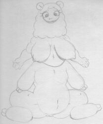 2_toes 4_fingers belly breasts camelid centaurworld eyelashes feet female fingers fur genitals llama looking_down mammal monochrome navel nipples pussy sbshouseofpancakes sketch solo taur toes wammawink wool_(fur)