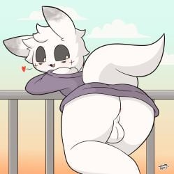 anus ass backsack balls black_sclera clothing femboy fur furry furry_only heart looking_back male male_only tail tonytoran