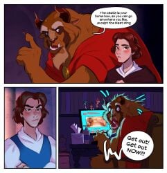 2021 anthro beast_(disney) beauty_and_the_beast being_watched belle brown_body brown_fur caught censored chair clothing comic computer cute dialogue disney disney_prince disney_princess duo english_text fairybend funny funny_comment_section funny_comments fur furniture hair half-closed_eyes hi_res horn human looking_at_another looking_at_porn male mammal monster narrowed_eyes open_mouth pornography ripushko ruined_reputation rule_63 sitting speech_bubble teeth text tongue wide_eyed