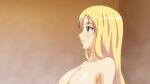 1girls areolae big_breasts blonde_hair breasts busty date_wingfield_reiko fault!! female female_only from_side green_eyes highres large_breasts long_hair nipples nude screencap screenshot smile solo t-rex_(animation_studio) third-party_edit