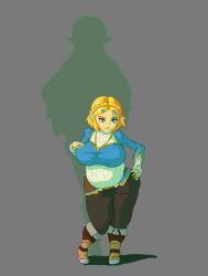 breath_of_the_wild fat hand_on_hip hylian large_breasts overweight princess_zelda pudgy shortstack shortstackification shrinking tears_of_the_kingdom the_legend_of_zelda thick_thighs transformation undeadpenguin37 zelda_(tears_of_the_kingdom)