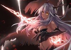 1girls ancient_dragon_lansseax big_breasts dragon dragon_girl elden_ring female female_only fromsoftware horns humanized light-skinned_female night_white_fly wings