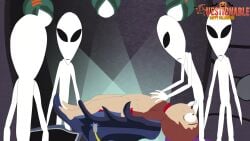 1girls alien alien/human animated classic_alien female grey_alien grey_skin human humanoid interspecies male male/female no_sound open_mouth oral pale_skin questionable_(artist) rape sharon_marsh south_park video