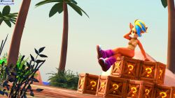 1girls 3d activision bandicoot box breasts crash_(series) crash_bandicoot_4:_it's_about_time freezerburnsfm hand_behind_head multicolored_hair nipples palm_tree pirate_tawna sfm source_filmmaker tawna_bandicoot tawna_bandicoot_(crash_4)