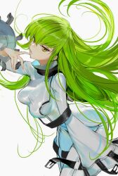 1girls c.c. code_geass green_hair shycocoa smile solo tight_clothing yellow_eyes