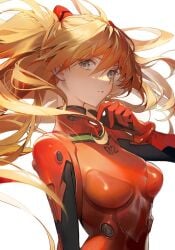 1girls asuka_langley_sohryu blush clothing female_only fully_clothed neon_genesis_evangelion plugsuit shycocoa small_breasts solo solo_female