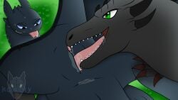 absurd_res dragon dreamworks eye_contact female feral hamham_sexy_dragon hi_res how_to_train_your_dragon komoty licking looking_at_another looking_pleasured male male/female night_fury rauta2 scalie tagme tongue tongue_out western_dragon