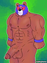 bara bear brawl_stars brown el_primo_(brawl_stars) furry liukky male male_only nipples penis supercell