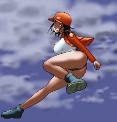 ass bare_legs bare_thighs breasts clothed clothed_female elfin_(the_peace_keepers) emotionless expressionless female female_focus female_only female_protagonist hotpants huge_breasts legs localite looking_at_viewer short_hair the_peace_keepers thick_thighs thighs tomboy