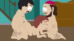 1girls 2boys animated bent_over female gerald_broflovski husband_and_wife large_ass no_sound open_mouth questionable_(artist) randy_marsh sex sharon_marsh south_park spitroast swingers tagme threesome video