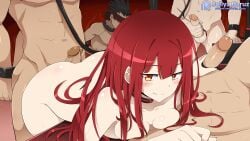 ass breasts crimson_avenger_(elsword) elesis_(elsword) elsword highres long_hair looking_at_viewer patreon penis raven_(elsword) red_hair sex sollyz