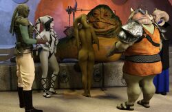 2girls 3d 4boys alien alien_boy alien_girl alien_humanoid ass betrayed_to_jabba blue_skin bubble_butt dancer dancer_outfit dazinbane female gamorrean green-skinned_female green-skinned_male green_skin grey-skinned_female grey_skin harem harem_girl harem_outfit humanoid humanoidsub hutt interspecies jabba_the_hutt jawa lyn_me male monster nude nude_female oola public_nudity rear_view slave slavegirl star_wars straight twi'lek weequay