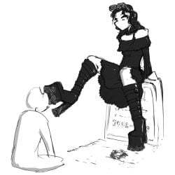 1boy 1boy1girl 1girls boot_licking boot_worship boots celera_prime femdom foot_fetish foot_lick foot_worship goth gravestone platform_boots shoe_lick shoe_licking