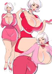 1girls babie_fluff big_breasts bob_cut breasts breasts_bigger_than_head busty cartoon_network choker cleavage eyelashes female female_focus female_only fully_clothed high_heels ima_goodlady lipstick low_cut_top milf pale-skinned_female pale_skin pearl_necklace pink_choker pink_dress pink_high_heels pink_lips pink_lipstick pink_pants pink_skin plain_background powerpuff_girls sedusa short_hair sketch solo solo_focus tagme thick_thighs thighs voluptuous white_background white_hair wide_hips yellow_eyes