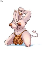 absurd_res albino anthro big_breasts big_nipples breasts bulge clothing drunkarddingo elephantid female fluffy genitals gynomorph hi_res hyper hyper_genitalia intersex mammal mammoth neckfluff nipple_piercing nipples panties piercing proboscidean signature simple_background solo trunk tusks underwear white_background