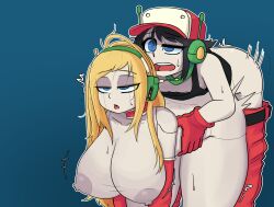 1boy 1boy1girl 1girls 1male ambiguous_penetration big_breasts black_hair blonde_hair breasts cap cave_story curly_brace doukutsu_monogatari gloves grey_skin gripping hat holding_hips nipples nipples_outside pants_down quote_(cave_story) robot robot_boy robot_ears robot_girl robot_humanoid robot_joints robotic scarf sex sheep_hh size_difference straight straight_sex sweatdrop tagme tank_top tired tired_eyes