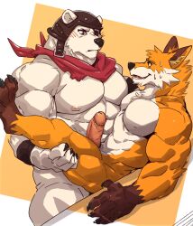 2boys anthro erect_penis erection fennix_(fortnite) fortnite furry gay male_only polar_patroller_(fortnite) tagme yaoi