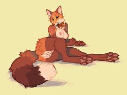 2022 anthro areola breasts brown_body brown_fur canid canine digital_media_(artwork) female fox fur furry furry_only genitals hoot_(artist) looking_at_viewer mammal nipples nude orange_body orange_fur pussy smile tail yellow_eyes