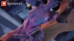 1boy 1futa 3d animated areolae athletic_futanari balls bandoned big_breasts blender bouncing_breasts breasts erect_while_penetrated erection from_behind futanari futanari_penetrated human large_breasts light-skinned_male looking_at_viewer male male_on_futa nipples no_sound overwatch penis purple-skinned_futanari sex testicles video widowmaker