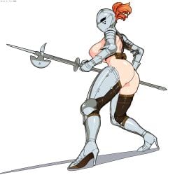 1girls alternate_version_available armet armor armored_high_heeled_boots ass big_ass breasts breasts_out casual casual_nudity copyright_request couter cuisse female female_knight female_only gauntlets greaves helmet high_heels huge_breasts human kardia_of_rhodes knight light-skinned_female light_skin medieval_armour nisetanaqa original partially_clothed plate_armor polearm poleaxe poleyn rerebrace sabatons solo spaulders vambraces weapon