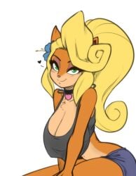 activision anthro blonde_hair breasts cleavage coco_bandicoot crash_(series) edit female female_only fur furry green_eyes large_breasts scorpdk skimpy skimpy_clothes thick_thighs thighs tight_clothing