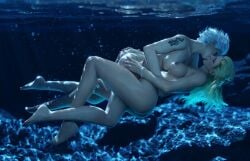 2girls 3d ass blonde_hair british bubble_butt christie_(doa) closed_eyes dead_or_alive enslaverofhumanity european female female/female female_only french helena_douglas huge_breasts kissing lesbian lesbians long_hair making_out naked necklace nude nude_female passionate romantic short_hair silver_hair tattoo underwater voluptuous voluptuous_female yuri