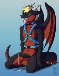 absurd_res dragon dripping erection harness hi_res hypnosis jace_x1gameguy2007 male_focus male_only male_solo mind_control open_mouth sitting solo_male tongue_out